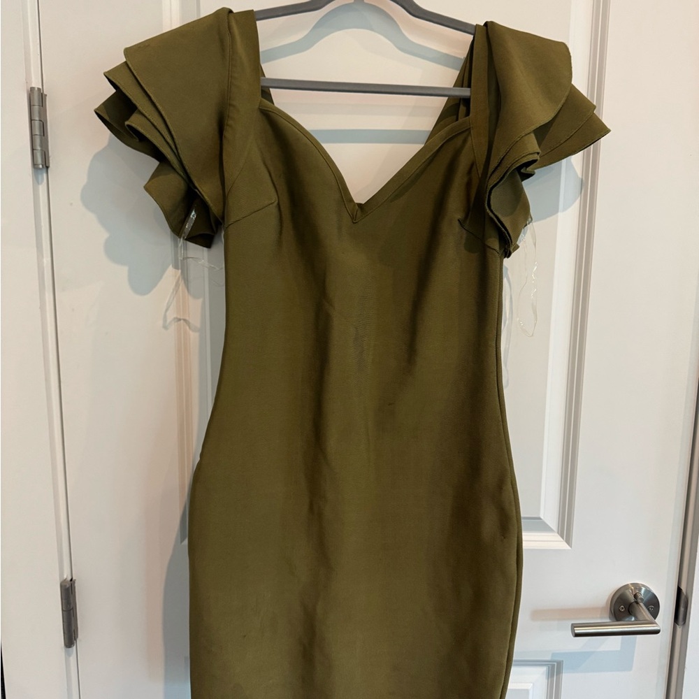 WOW Couture Green Ruffled body on Dress